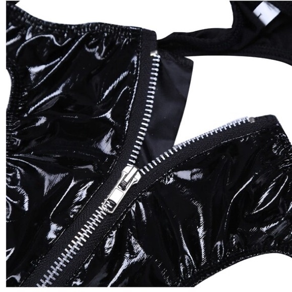 Wet Look Leather Boxer Mens Zipper Open Crotch Pants Men Boxer Shorts - Picture 3 of 5